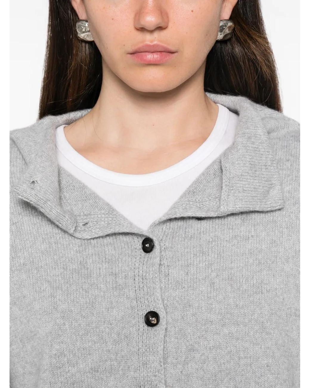 Liviana Conti Gray Button-Up Cardigan