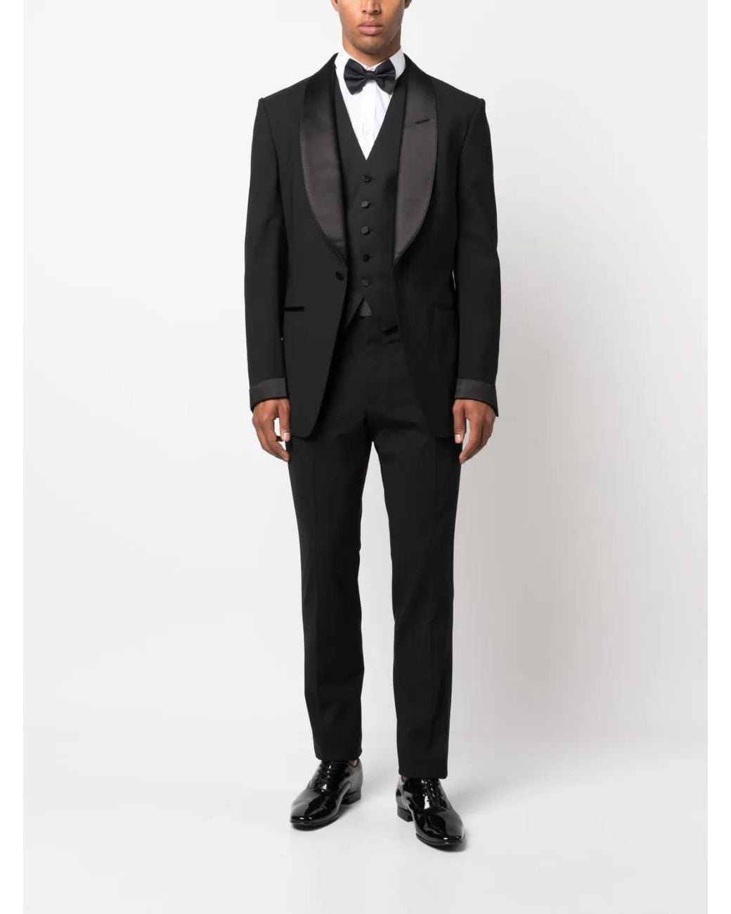 Tagliatore Black Button-Down Cotton Waistcoat for men