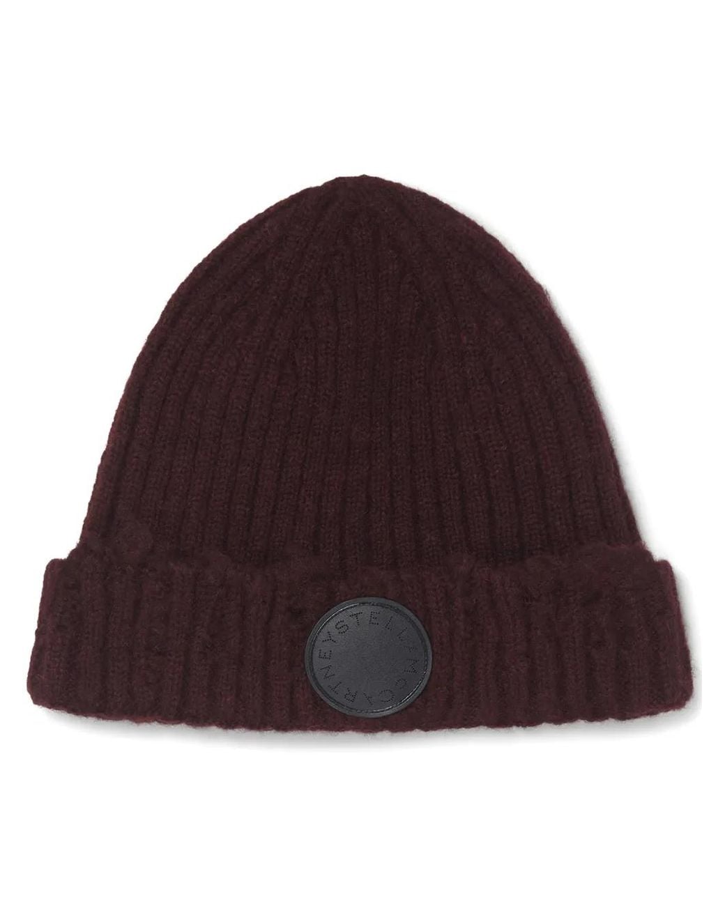 Stella McCartney Purple Distressed Ribbed-Knit Beanie