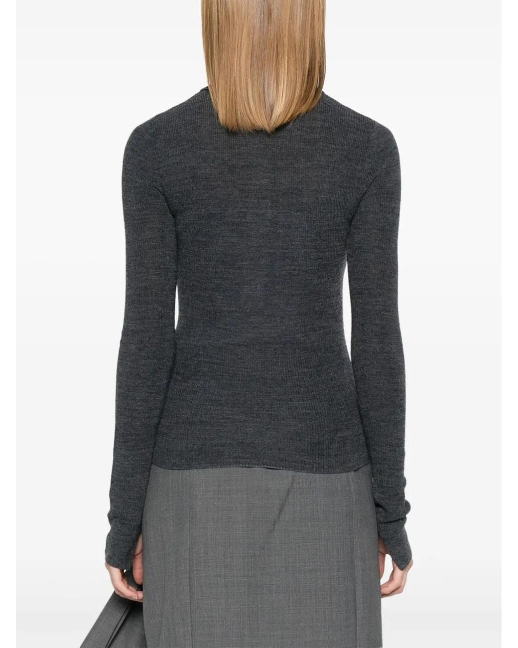 Ganni Black Anthracite Long-Sleeve Polo Shirt