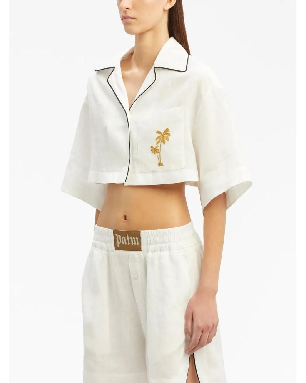 Palm Angels Blouse Met Logoprint in het White