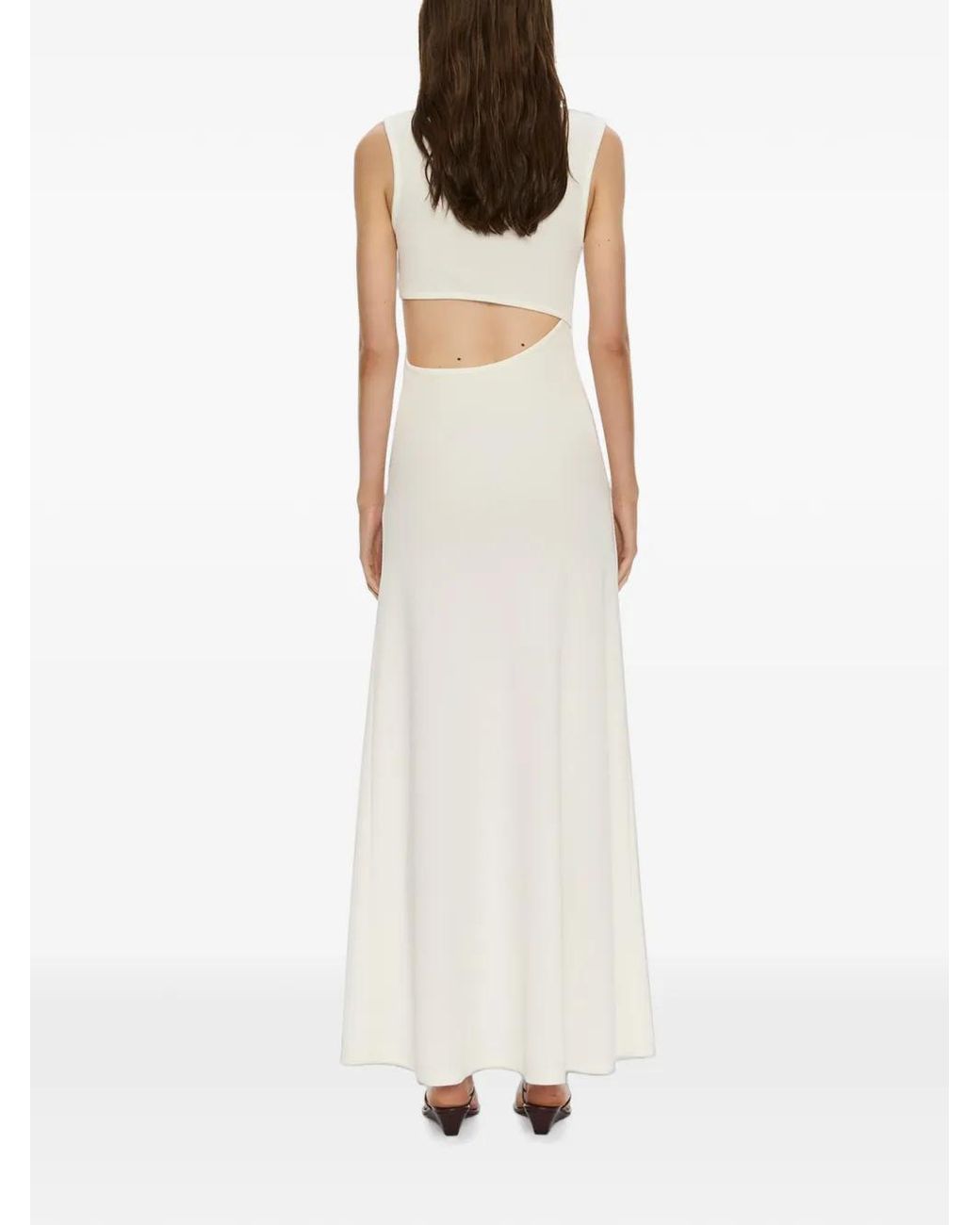 Christopher Esber White Spiral Crystal Cut-Out Maxi Dress
