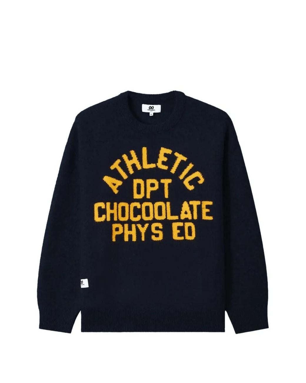 Chocoolate Blue Intarsia-Knit Logo-Patch Sweater for men