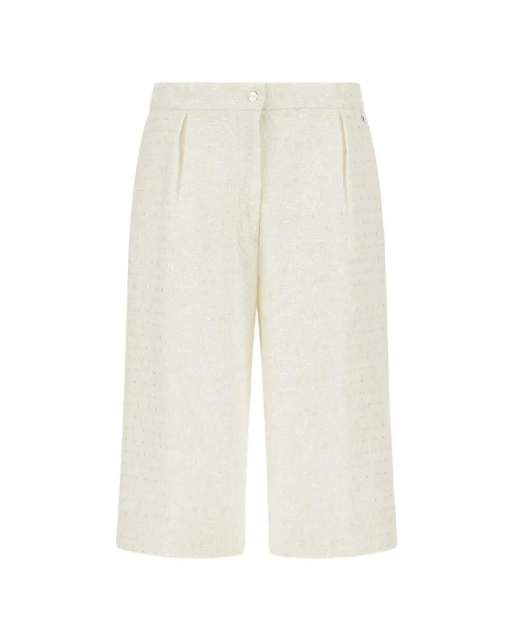 Herno White Tweed Turn-Up Shorts