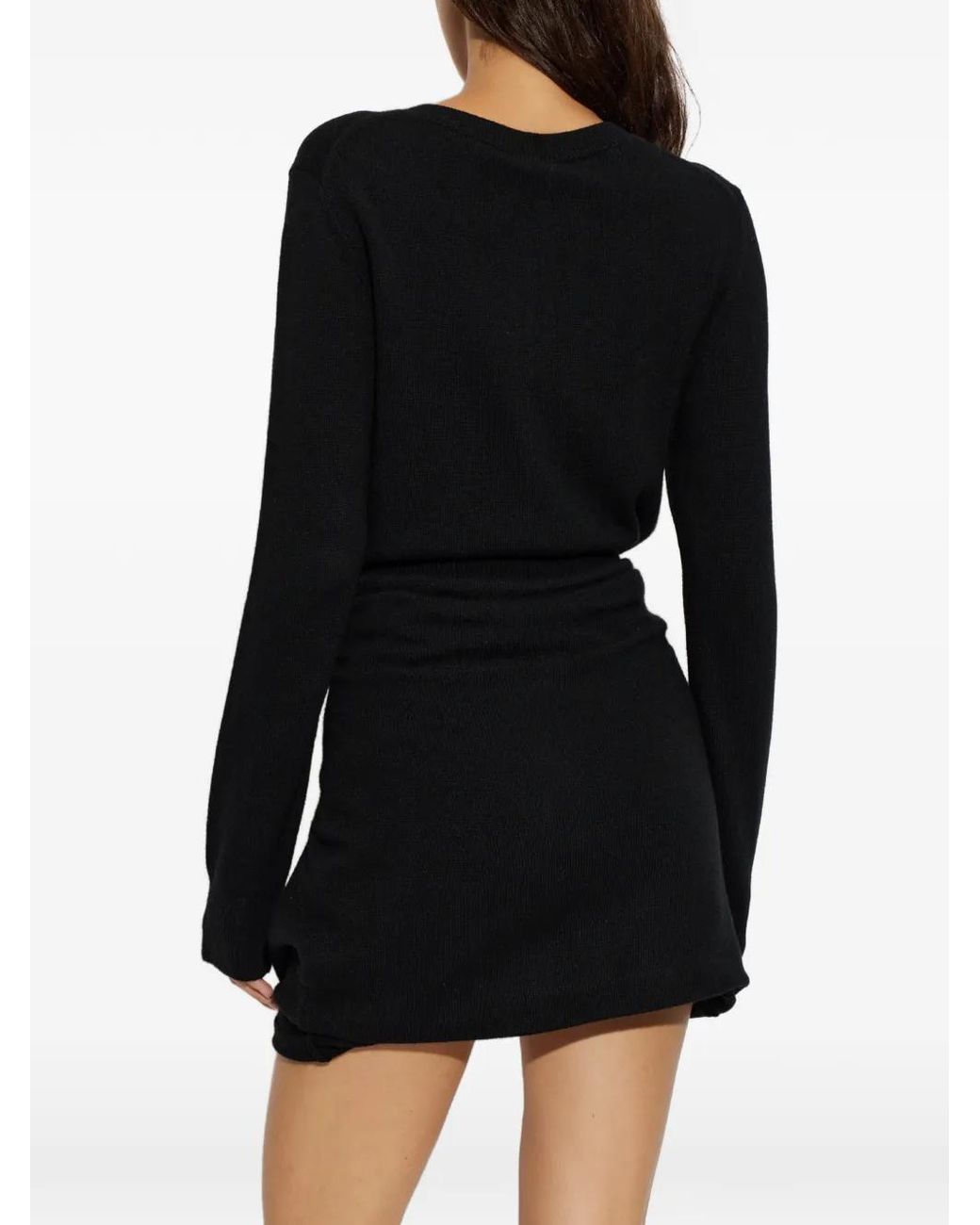 Alexander Wang Black Robe Courte Boutonnée À Taille Nouée