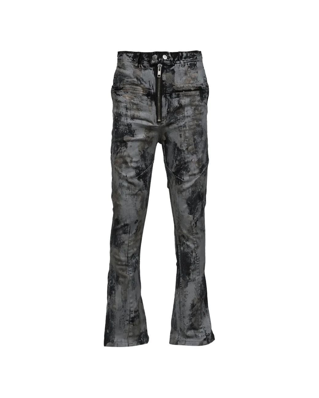 FILTH Gray Bleach-Effect Zip-Detail Jeans for men