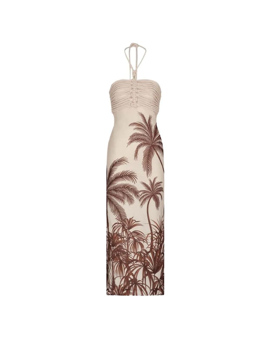 ANDRES OTALORA White Ruched Print Midi Dress