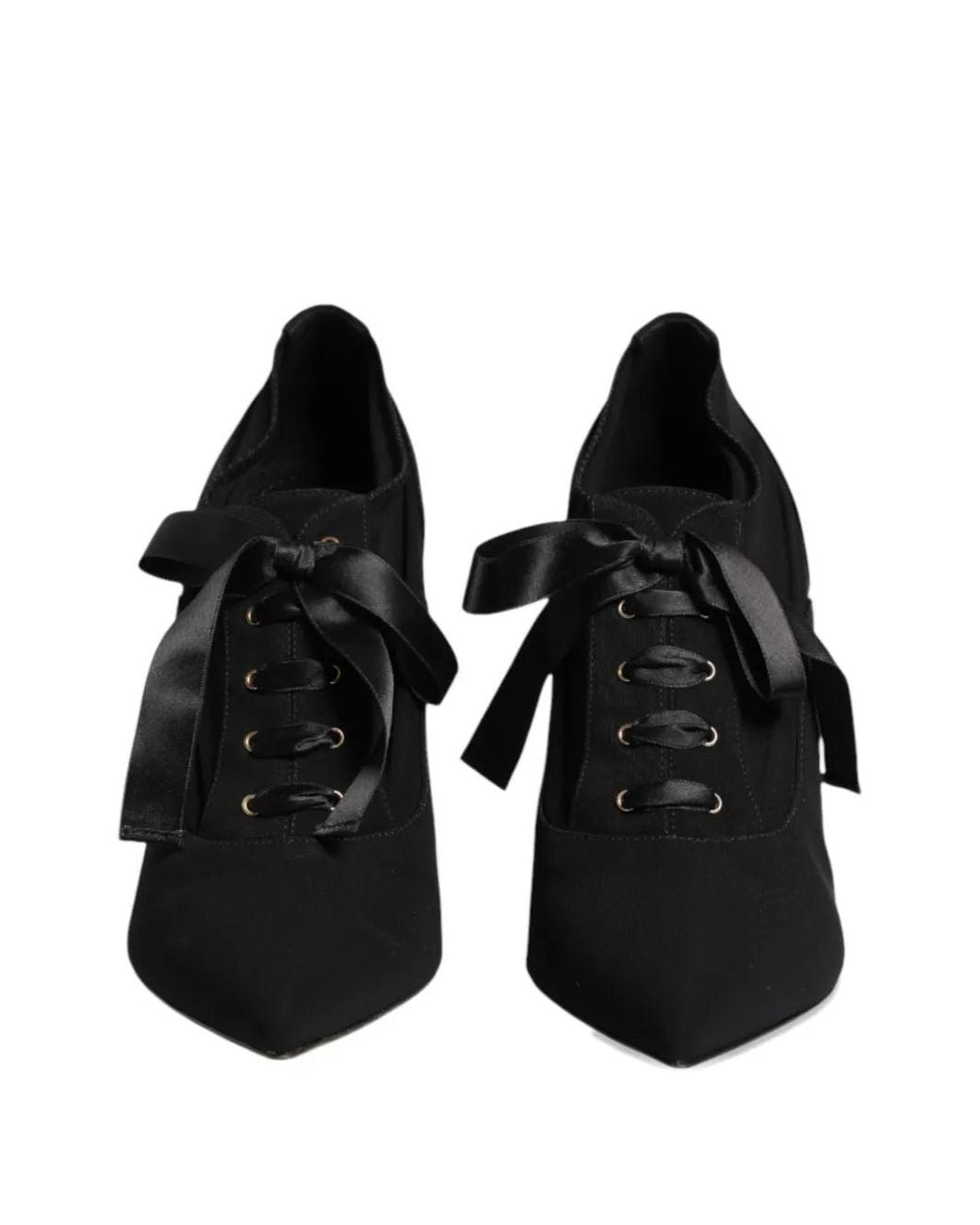 Dolce & Gabbana Black Lace-Up Pointed-Toe Pumps