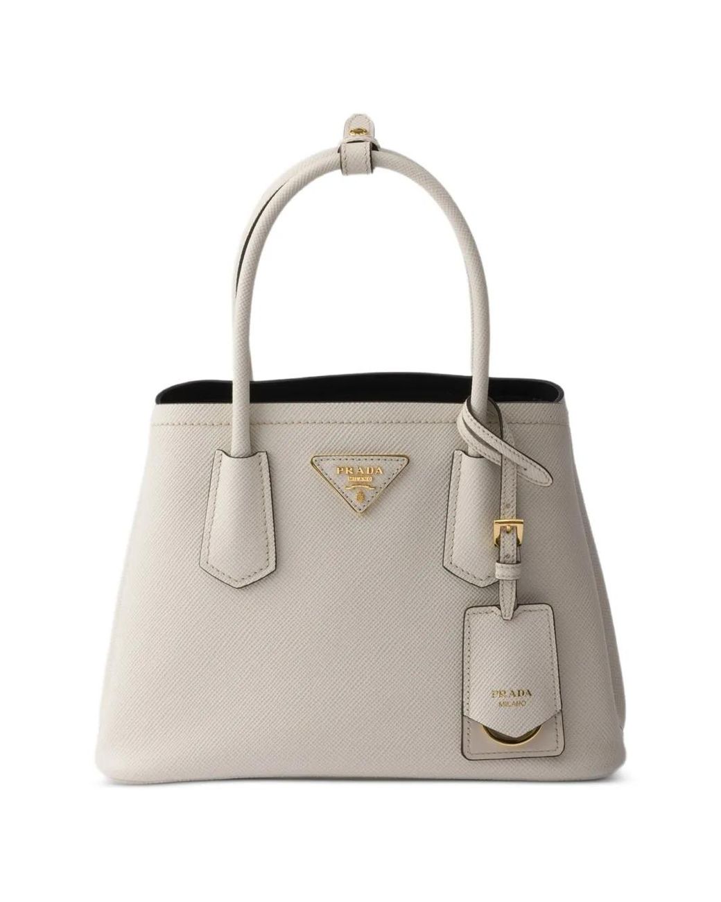 Prada White Double Small Saffiano Leather Bag