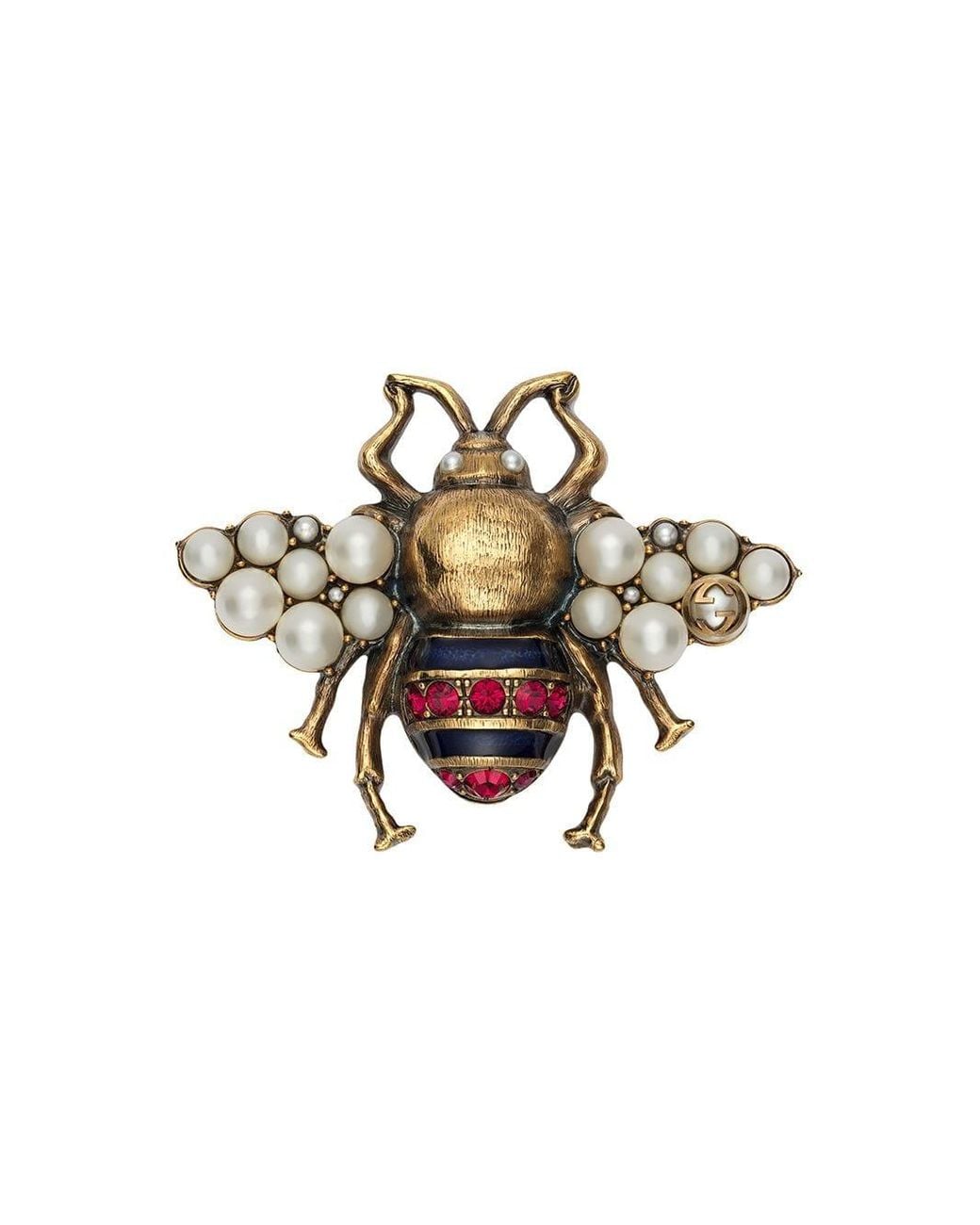 Gucci Bee Ring With Crystals And Pearls in Metallic | Lyst