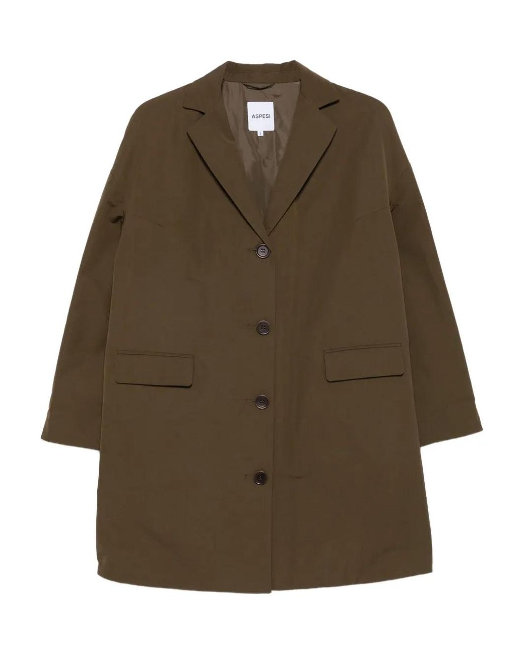 Aspesi Brown Button-Front Notched-Lapel Coat