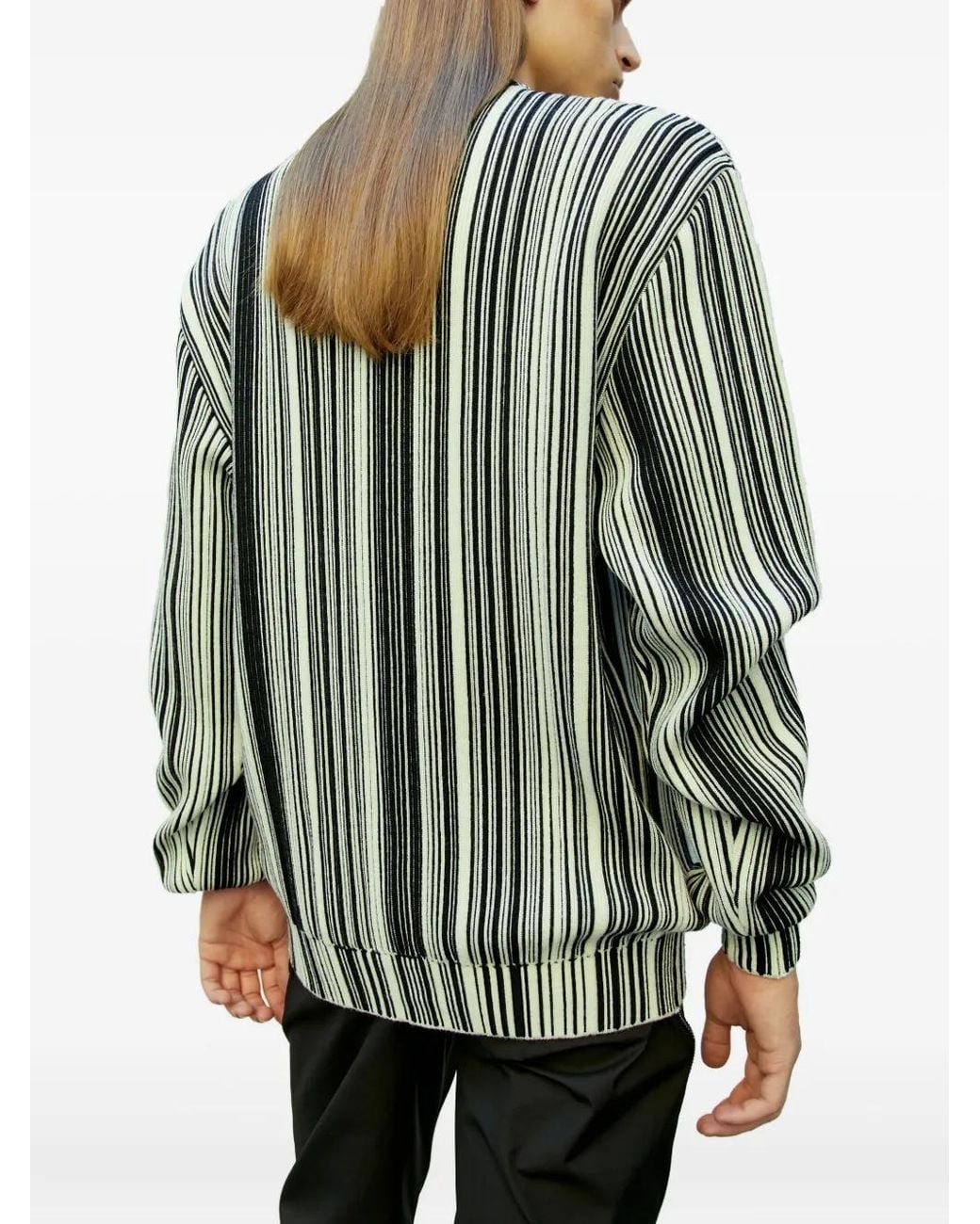 VTMNTS Blue Stripe-Pattern Ribbed Sweater