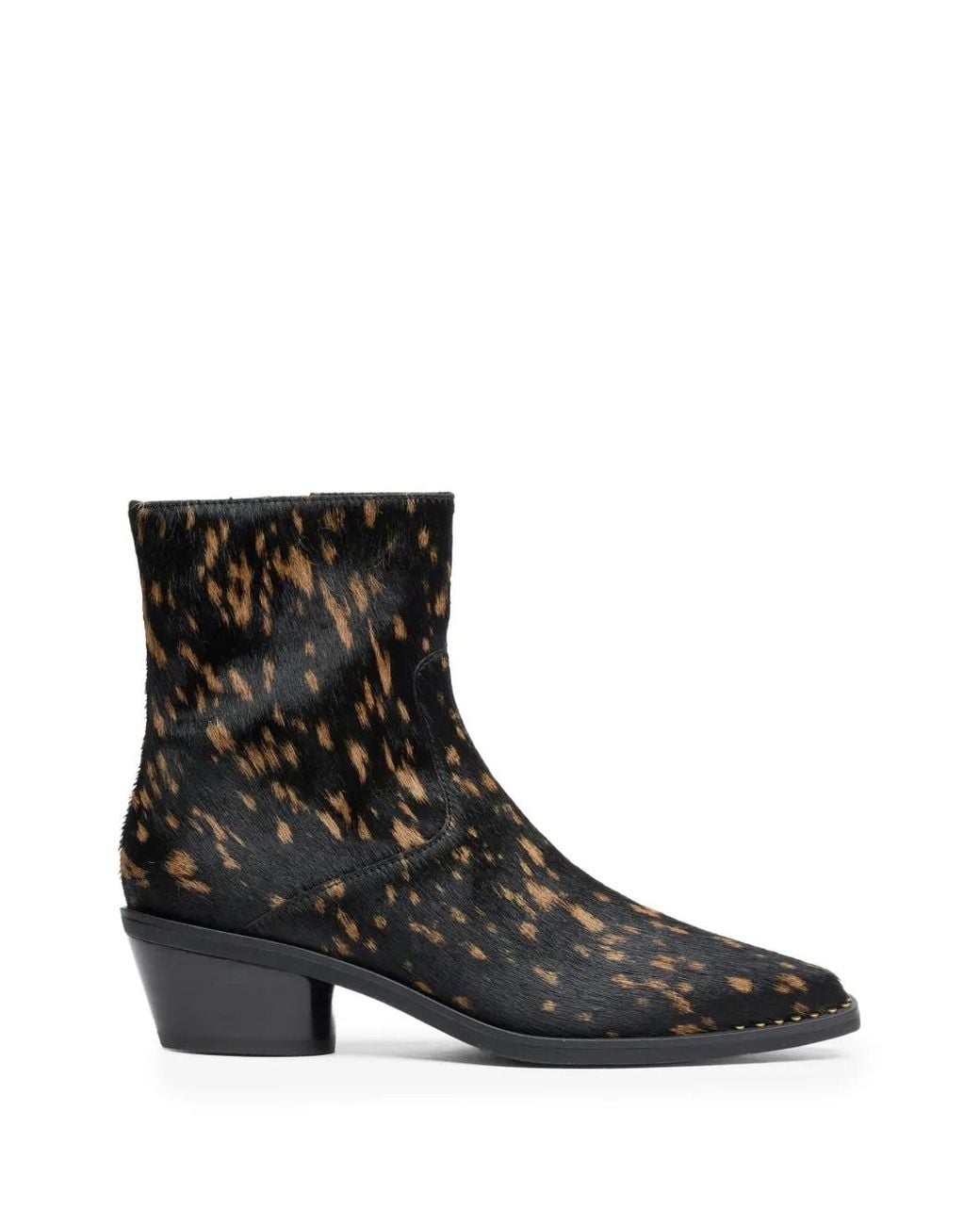 Ash Black Hasley Animal-Print Ankle Boots