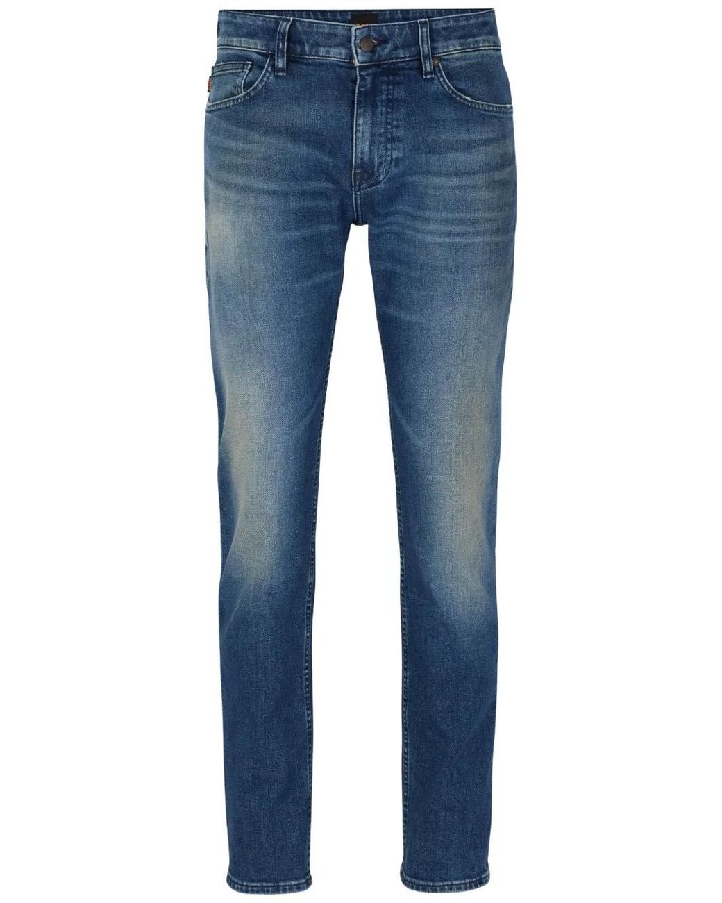Boss Gerade Jeans Mit Logo-Patch in Blue für Herren