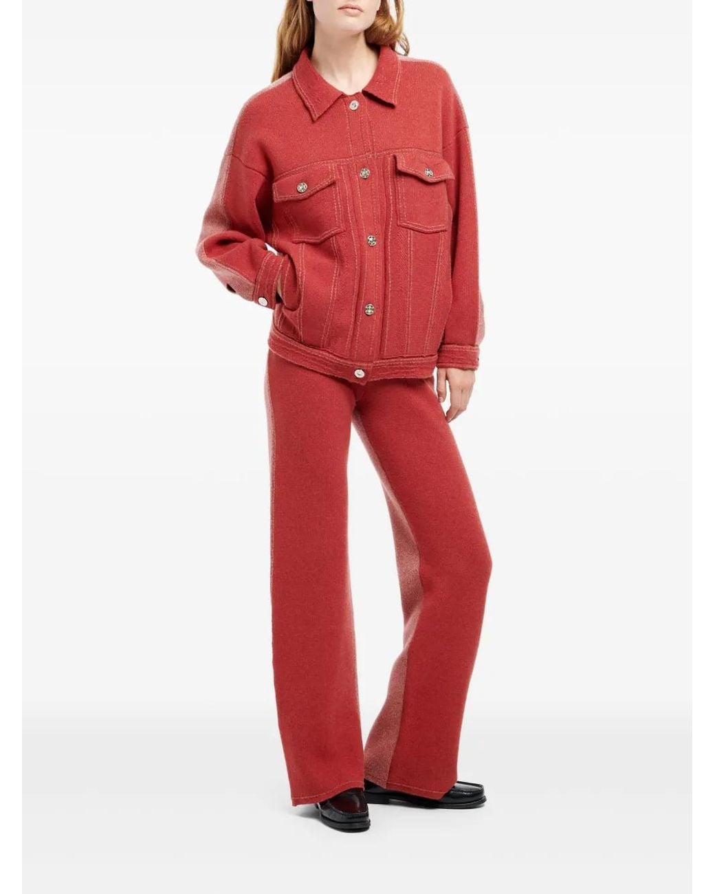 Barrie Red Cashmere-Cotton Denim Jacket