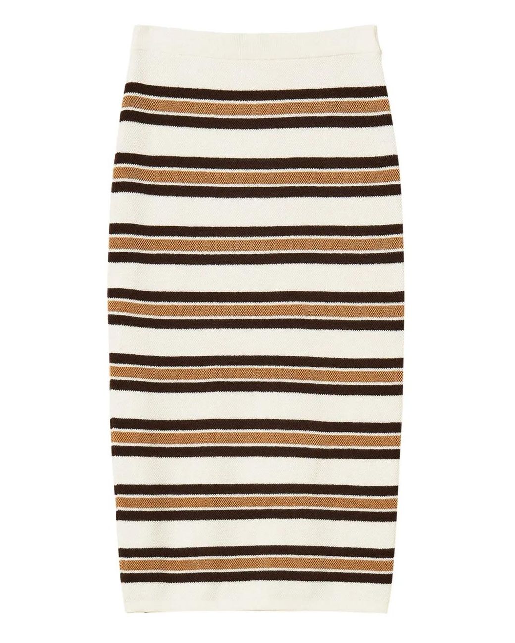 Twinset Black Striped Knit Midi Skirt