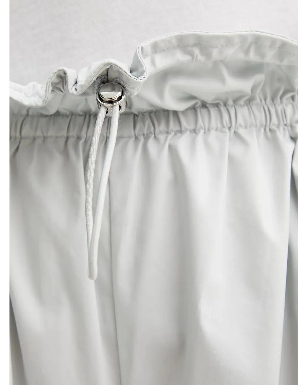 Isabelle Blanche Gray Drawstring Ruffled-Waist Trousers