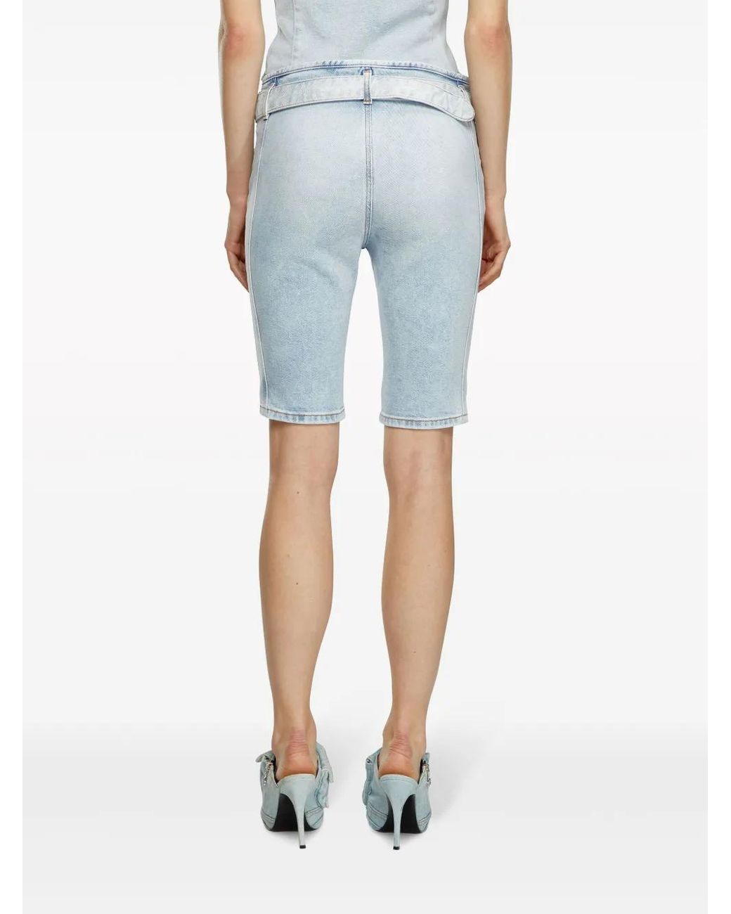 DIESEL Blue De-Ginny-S Cycling Shorts With Logo Buckle