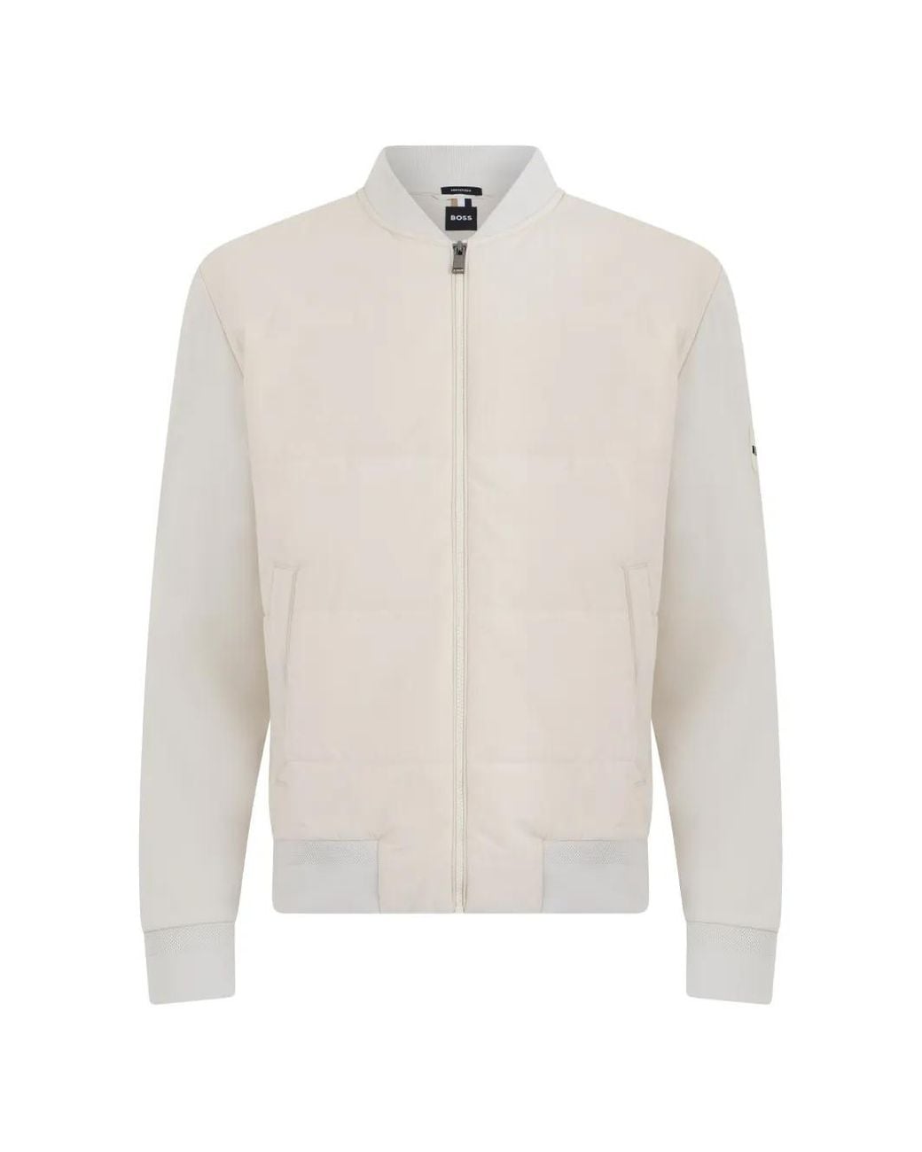 Boss White Quilted Panel-Sleeved Jacket for men