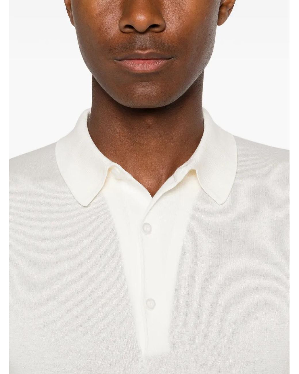 John Smedley White Adrian Short-Sleeves Polo Shirt for men