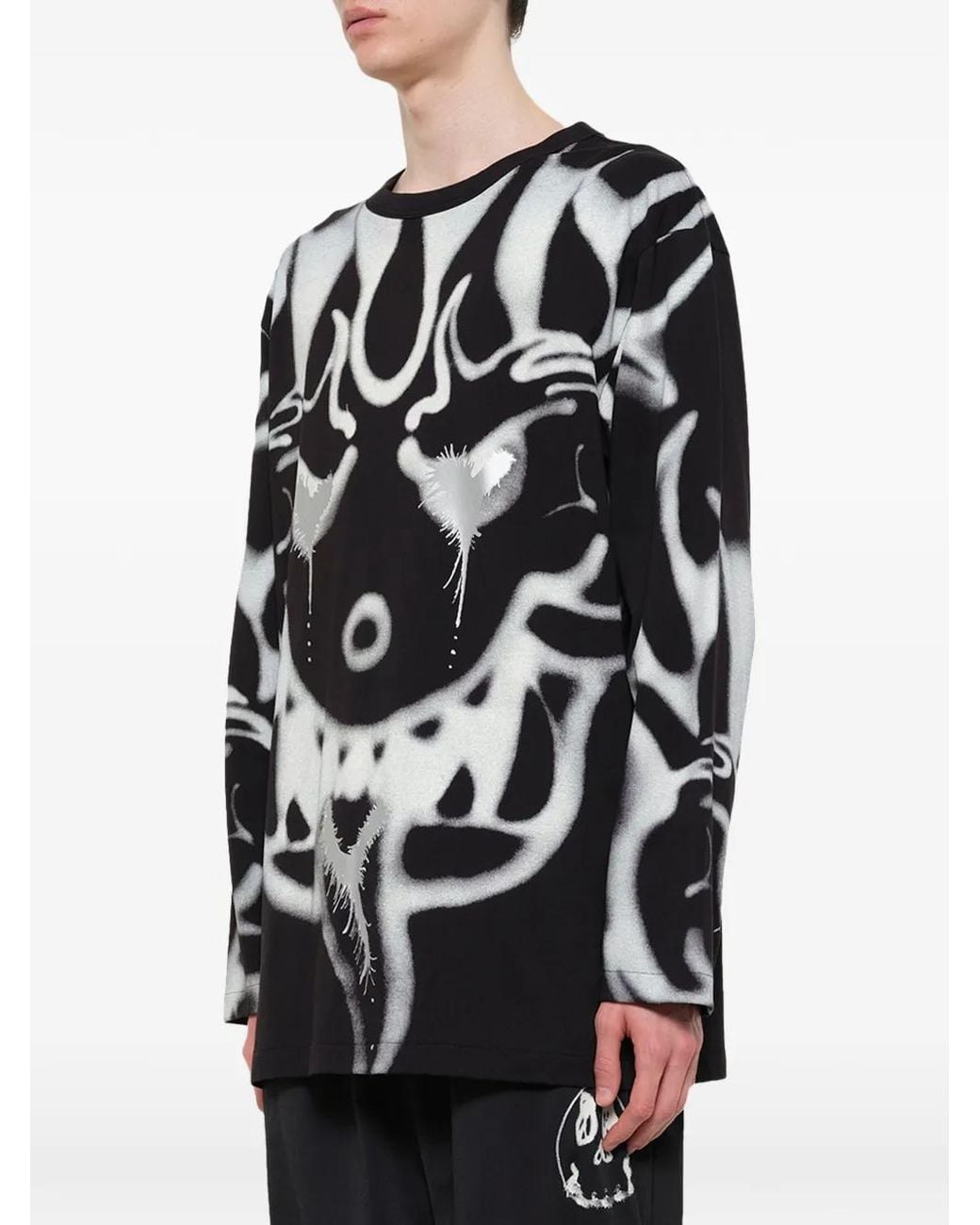 Y-3 Black Printed Cotton T-Shirt for men
