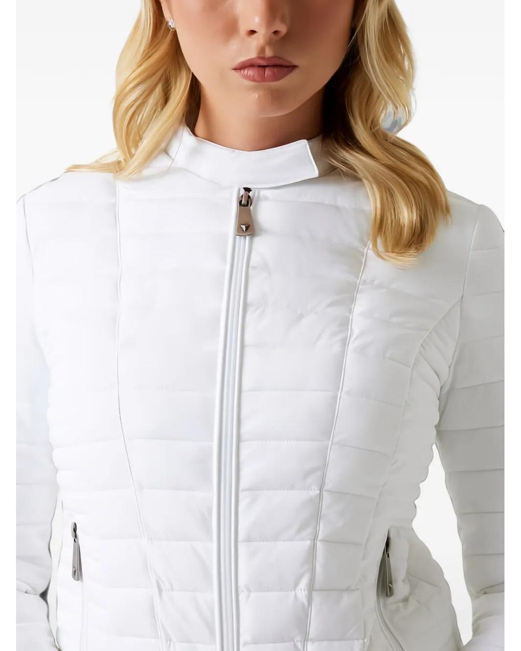 Guess White Quilted Padded Jacket