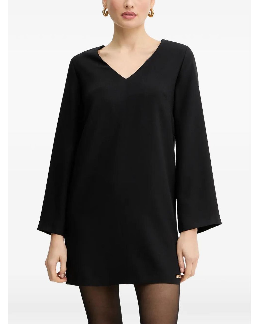 Silvian Heach Black V-Neck Long-Sleeve Mini Dress