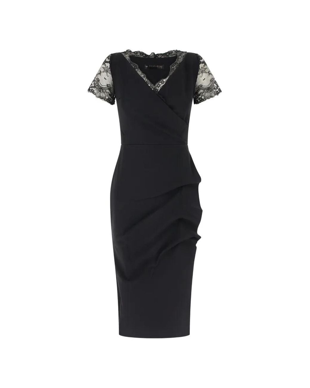 La Petite Robe Di Chiara Boni Black Brynn Lace-Trim Ruched Dress