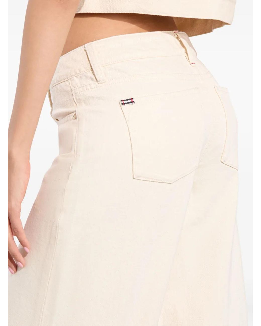 Alice + Olivia White Slay Heart Pocket Front Wide-Leg Jeans