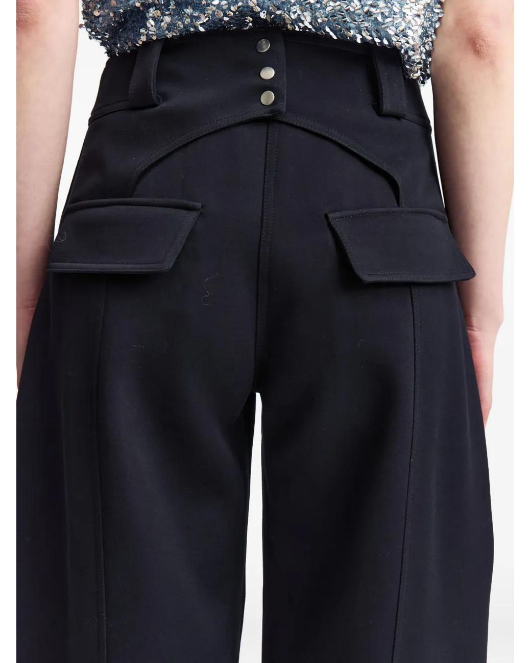 16Arlington Black Pola Piped-Seam Pocket Tapered Trousers