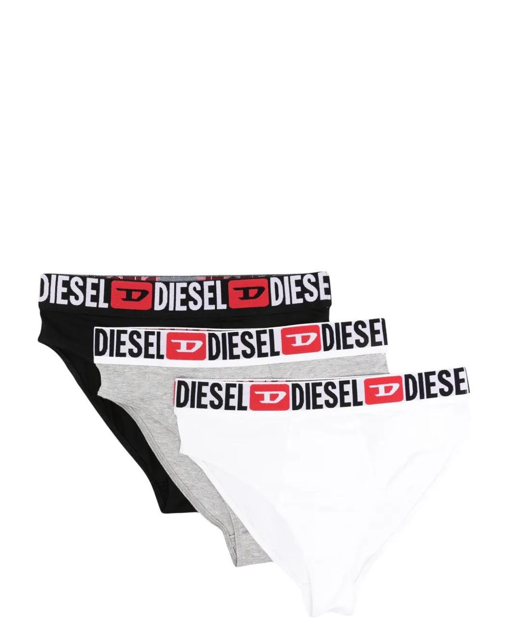 DIESEL White Logo-Waistband Briefs (Pack Of Three)