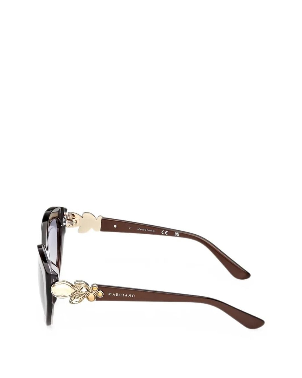 MARCIANO BY GUESS Brown Embellished Cat-Eye Sunglasses