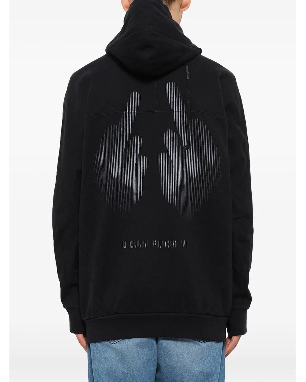Boris Bidjan Saberi 11 Black Graphic-Print Drawstring Hoodie for men