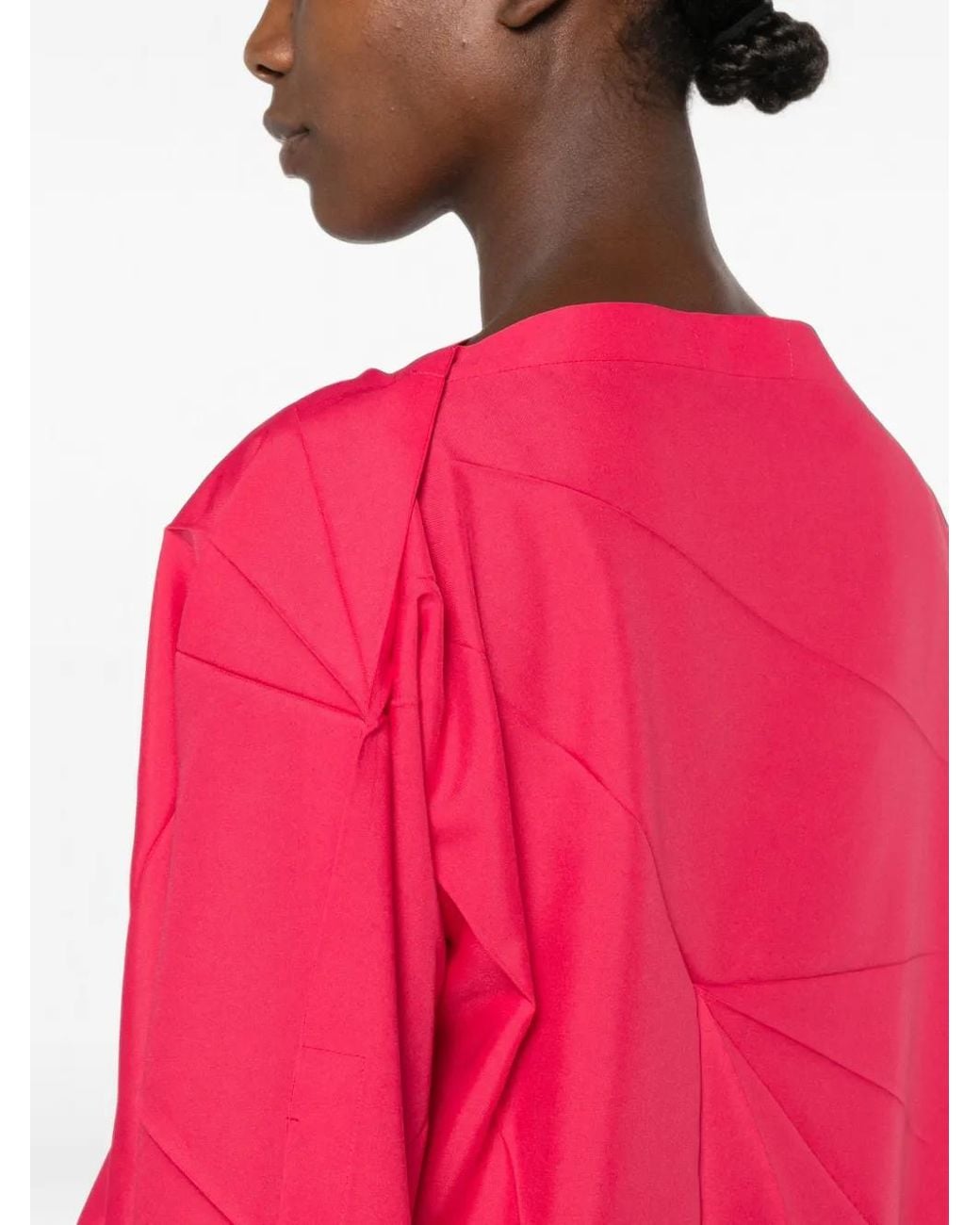 Issey Miyake Pink Origami-Pleated Boxy-Fit Blouse