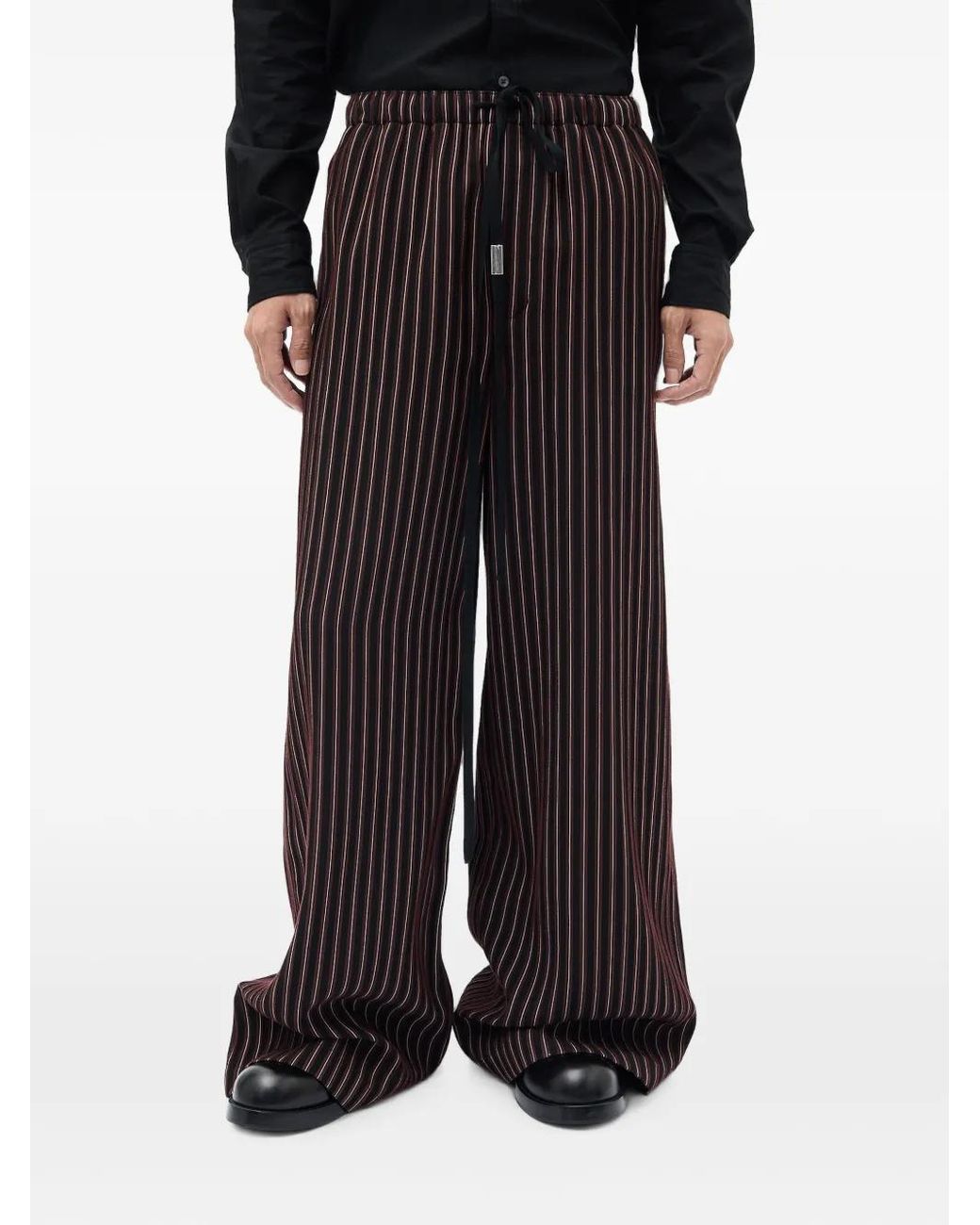 Ann Demeulemeester Black Gerry Striped Trousers for men