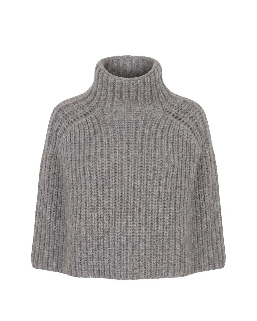 Sa Su Phi Gray Ribbed-Knit Cashmere Sweater
