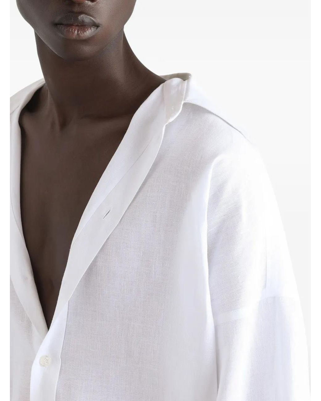 Dolce & Gabbana White Long-Sleeved Linen Shirt for men