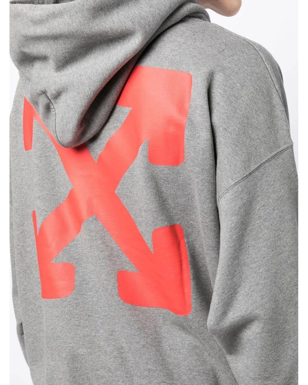 Off-White c/o Virgil Abloh Gray Arrows-Motif Drawstring Hoodie for men