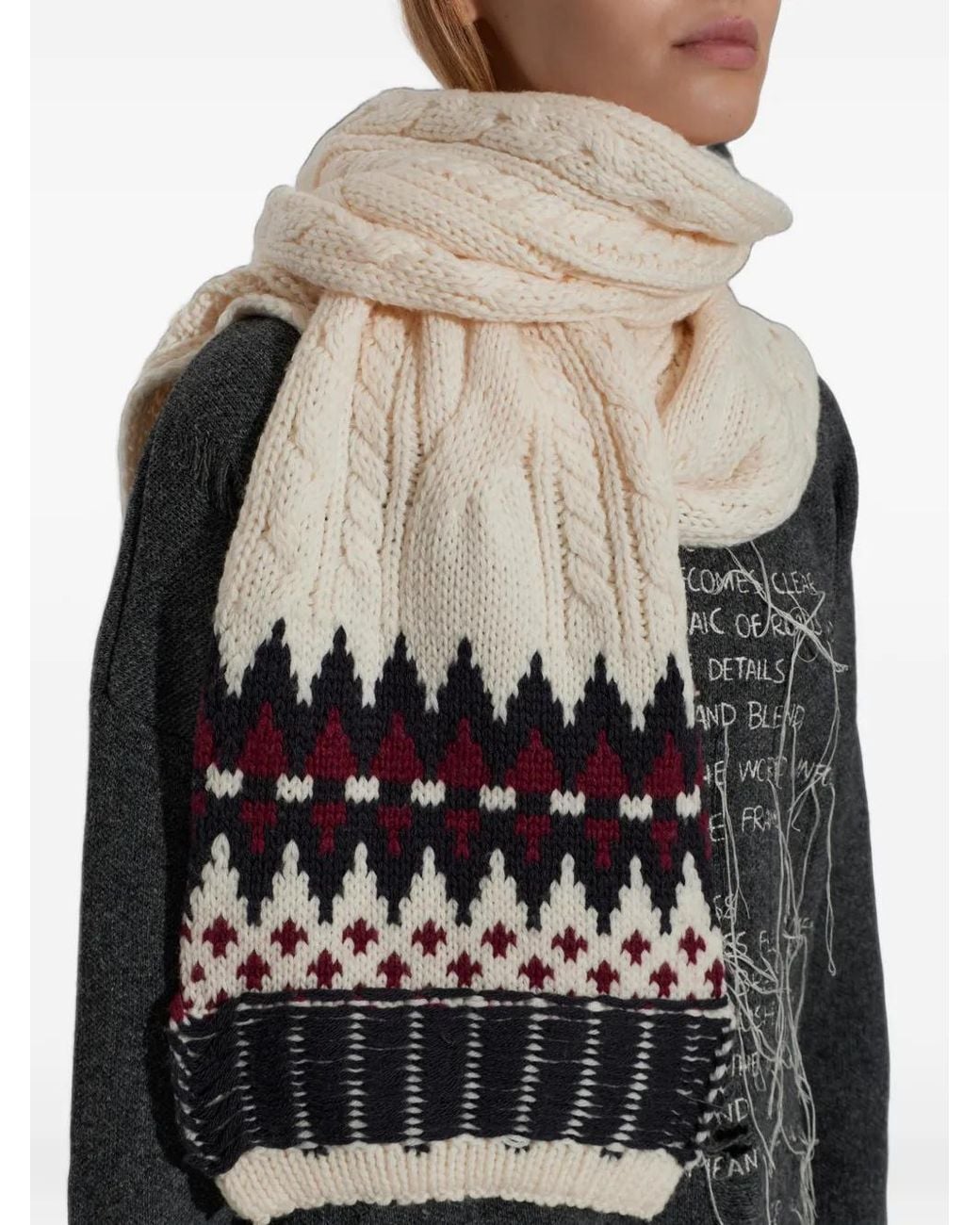Akep Black Cable-Knit Jacquard-Patterned Scarf