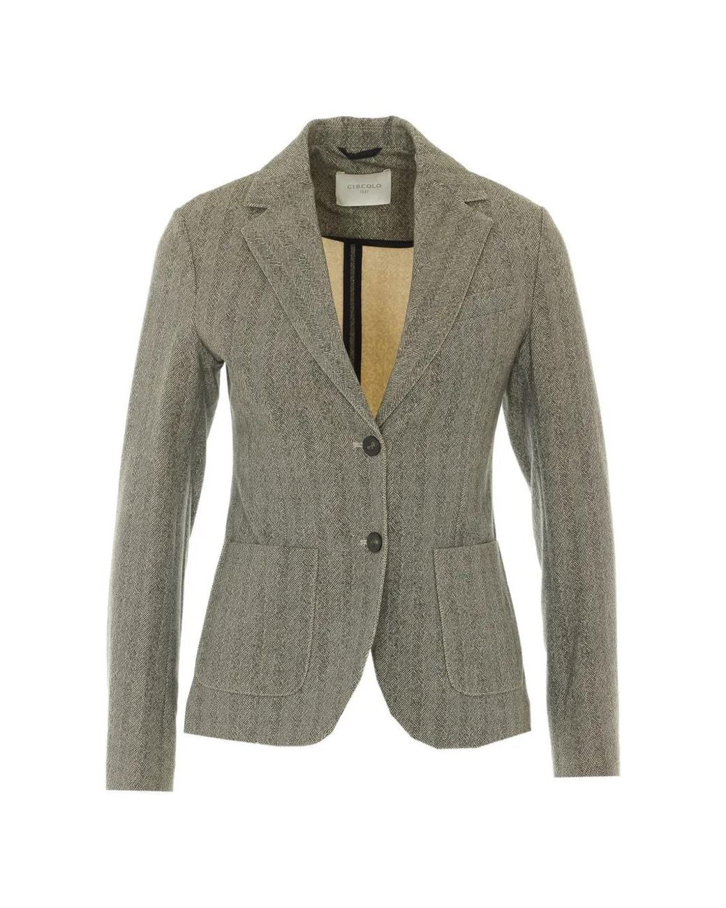 Circolo 1901 Green Herringbone-Pattern Blazer