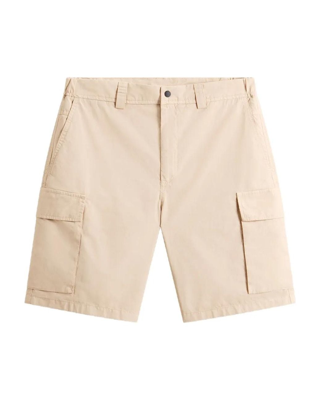 Woolrich Natural Gabardine Cargo Shorts for men