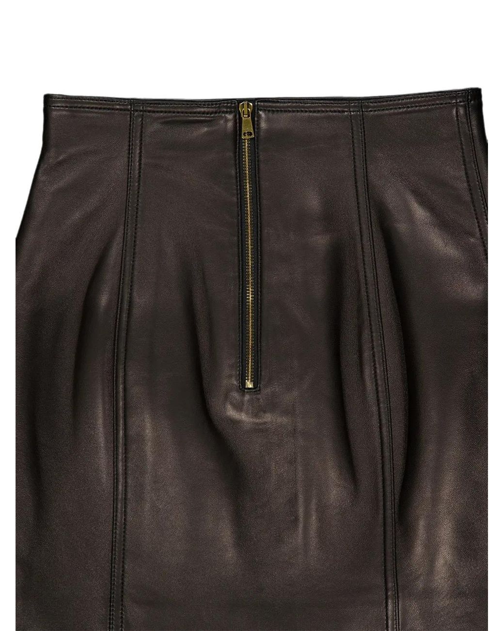 Balmain Black High-Waist Lambskin Mini Skirt