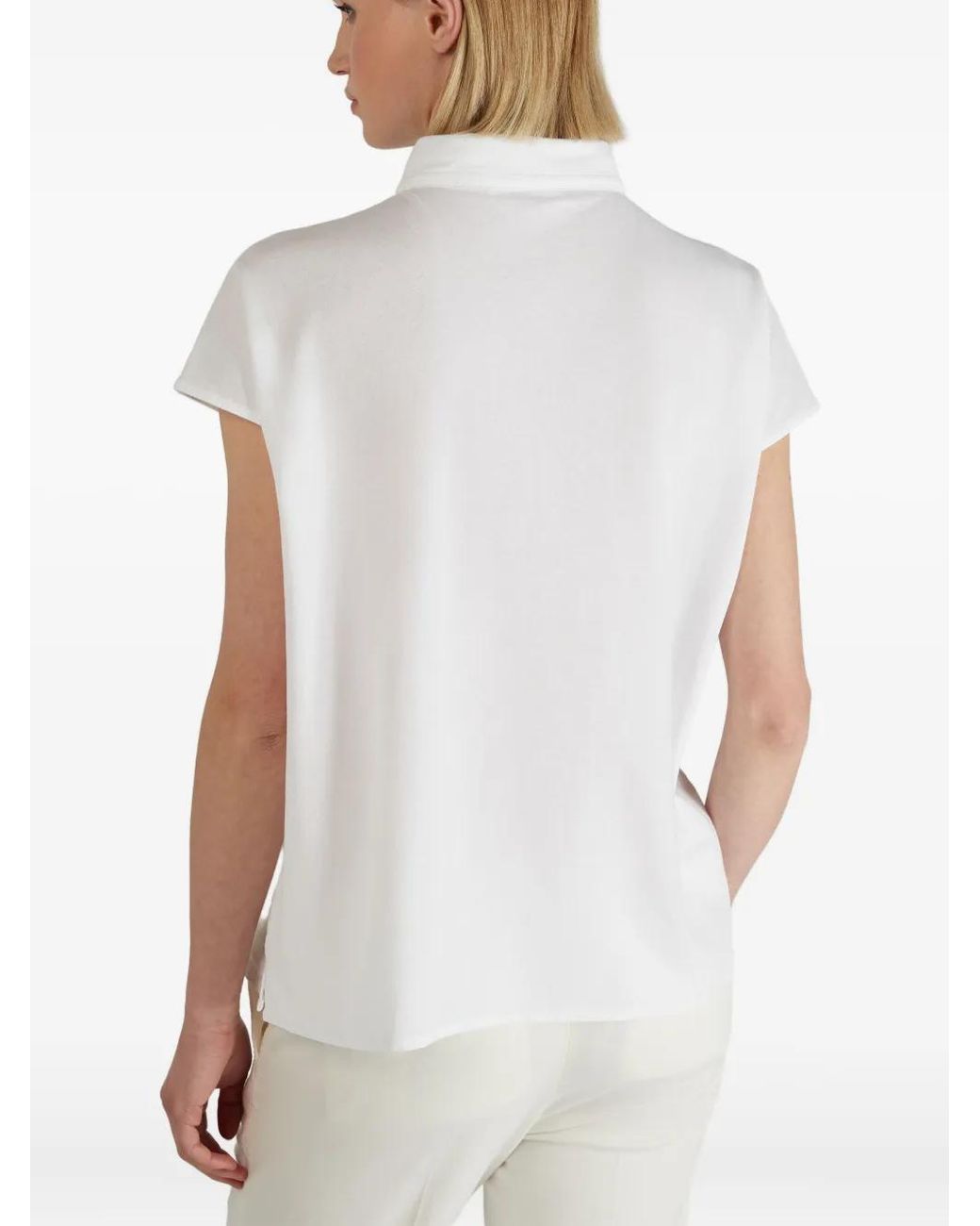 Zanone White Keyhole-Detailed Blouse