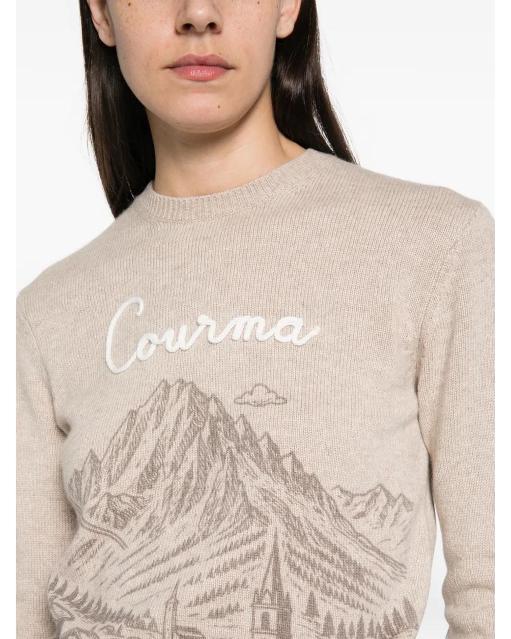 Mc2 Saint Barth Natural New Queen Graphic-Print Embroidered Sweater