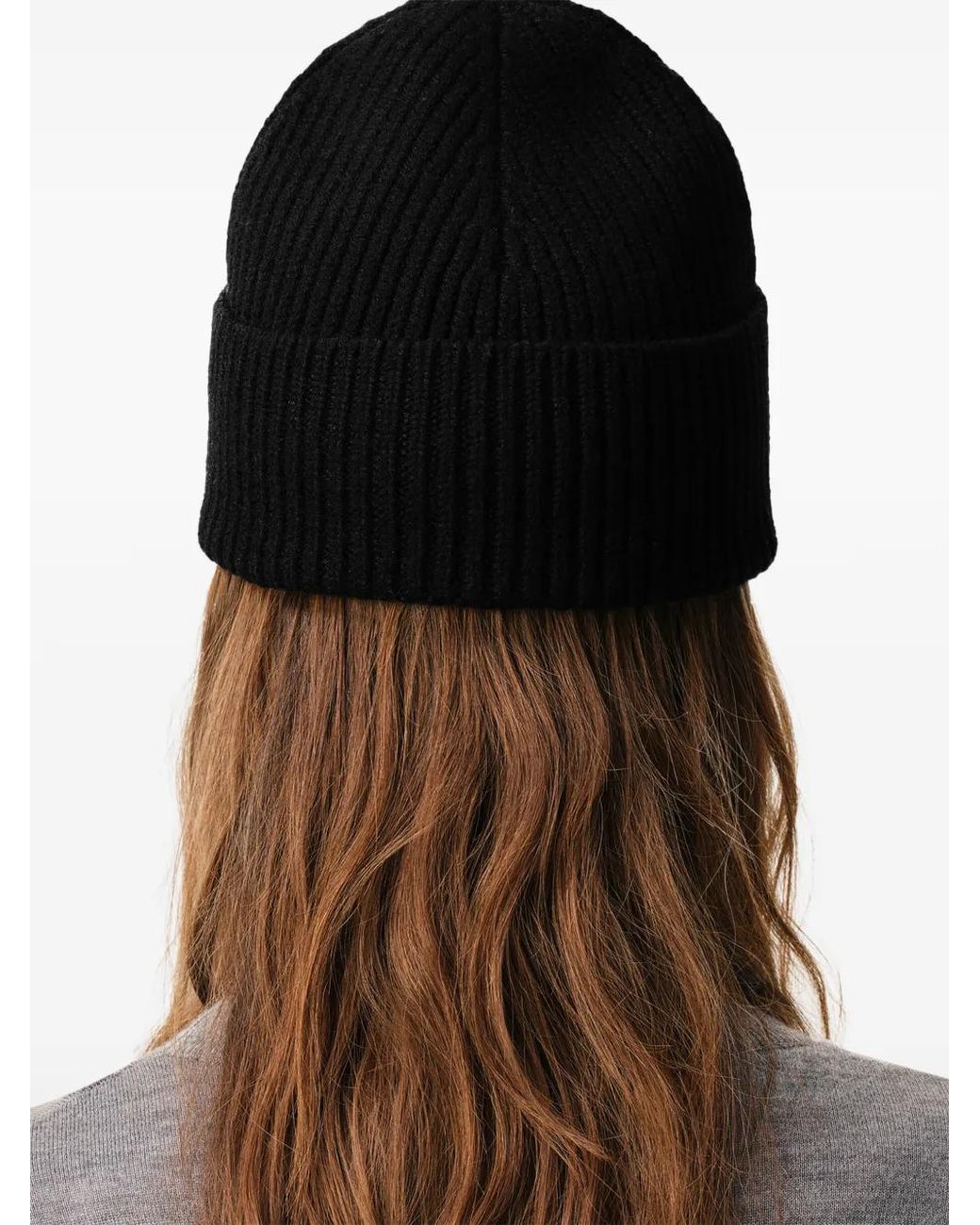 AMI Black Beanie Aus Wolle Mit Ami De Coeur