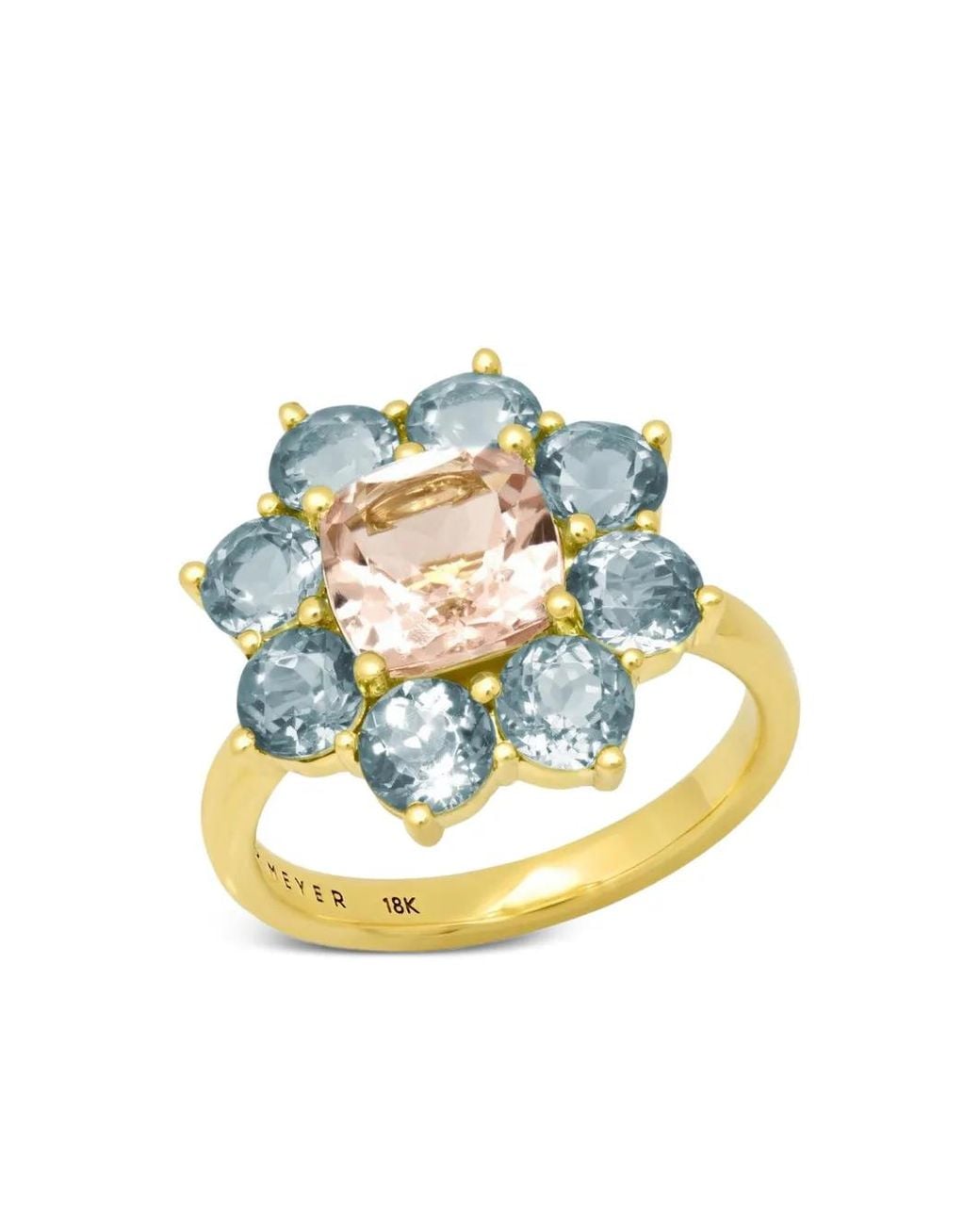 Jennifer Meyer Gray Aquamarine Morganite Flower Ring