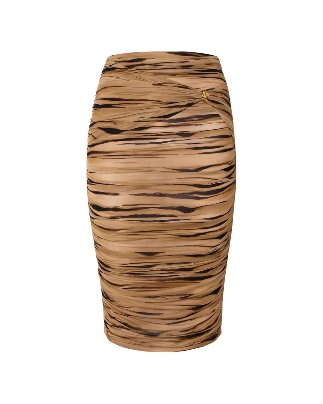 Elisabetta Franchi Natural Jersey Skirt With Tiger Print
