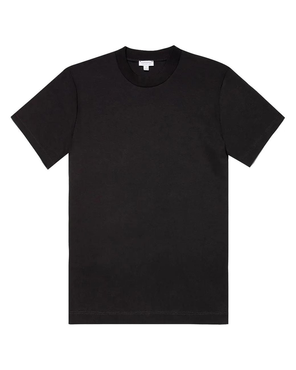 Sunspel Black Jersey Crewneck Short-Sleeve T-Shirt for men