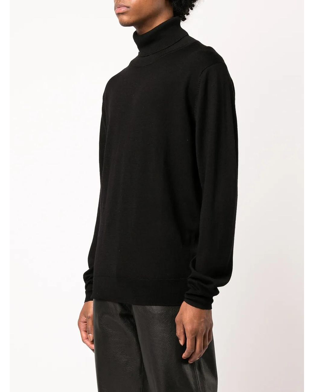ROMEO HUNTE Black Roll-Neck Fitted Jumper
