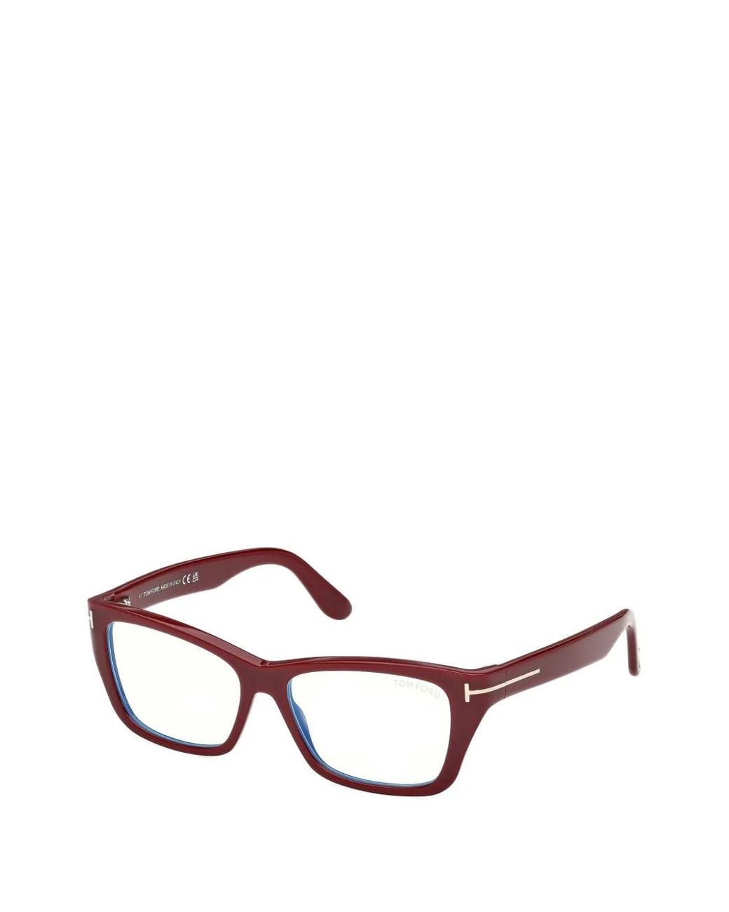 Tom Ford Red T-Logo Square-Frame Glasses